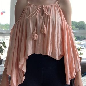 Cold shoulder peach nasty gal top